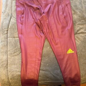Adidas Maroon yoga Leggings with Yellow Logo